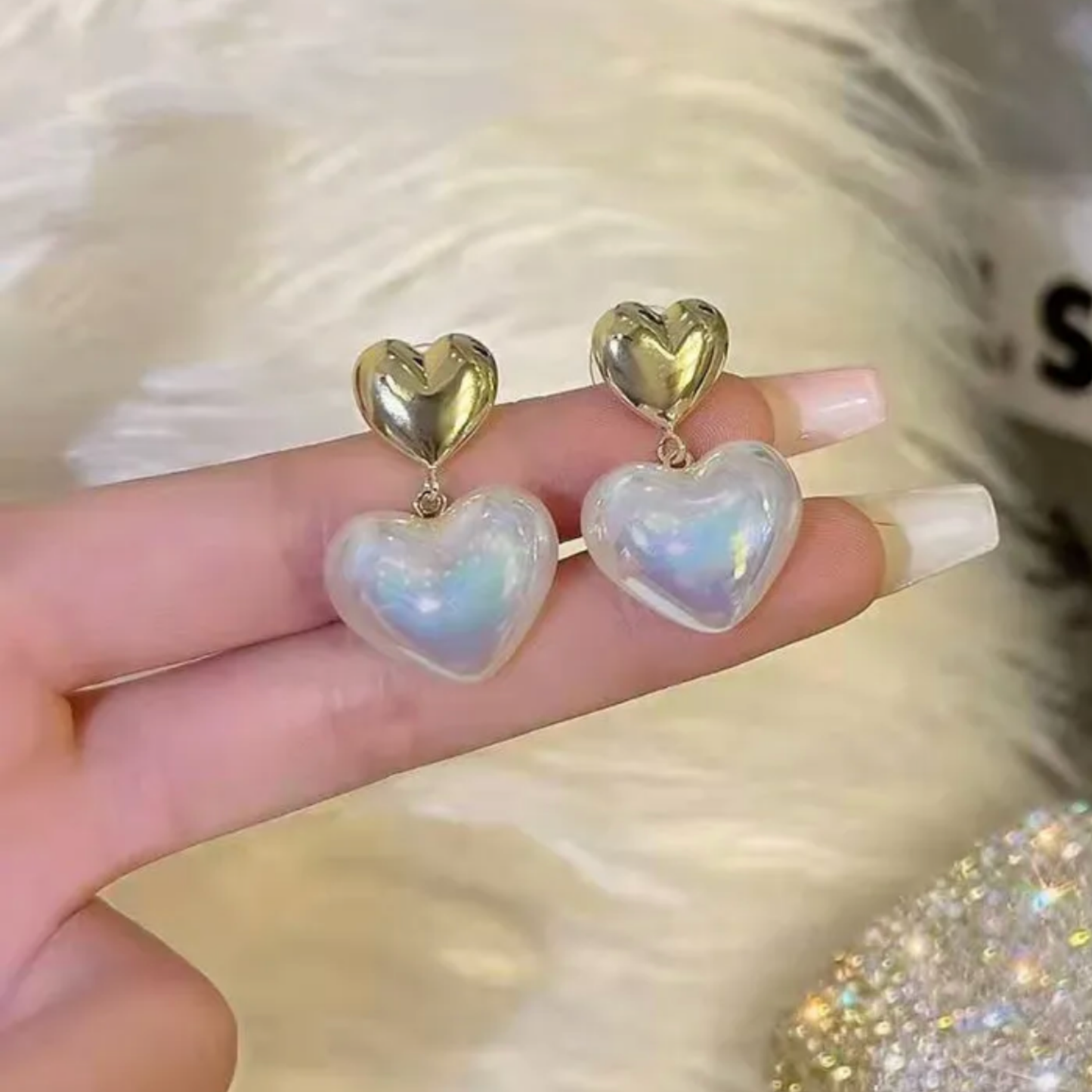 Frosted Heart Earrings